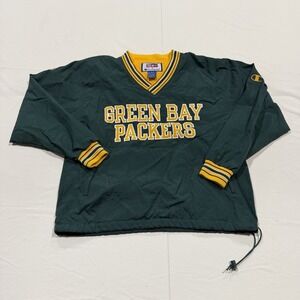 Vintage Champion Green Bay Packers Jacket Mens M Pullover Windbreaker 90s NFL